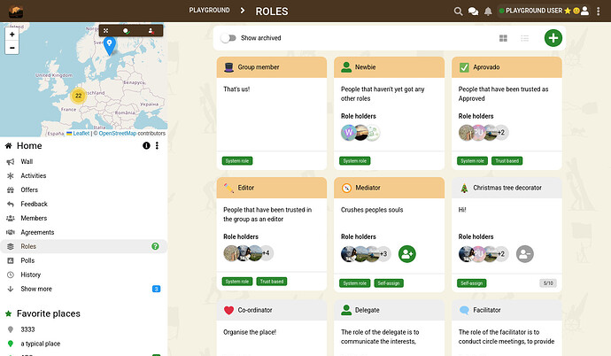 Screenshot roles page