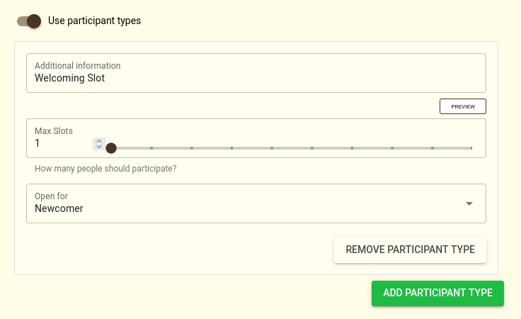 Adding participant type to activity